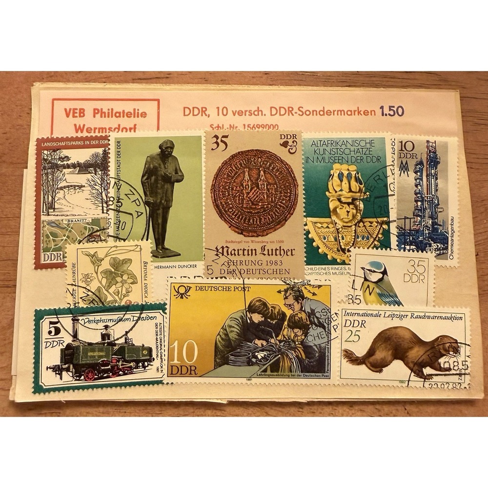10 Vintage German Democratic Republic (DDR‎ or East Germany) Postage Stamps